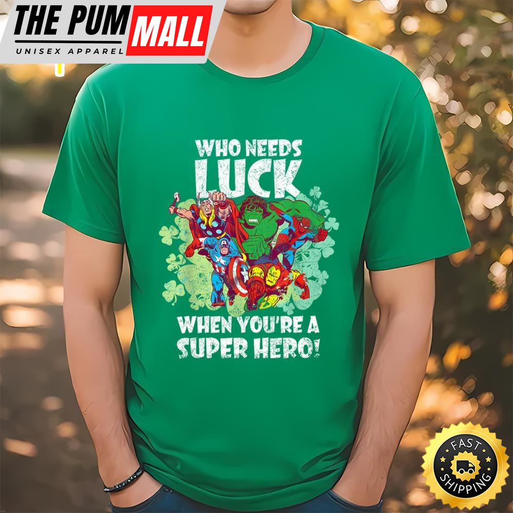 Marvel Super Hero Luck St. Patricks Day Shamrock T-Shirt