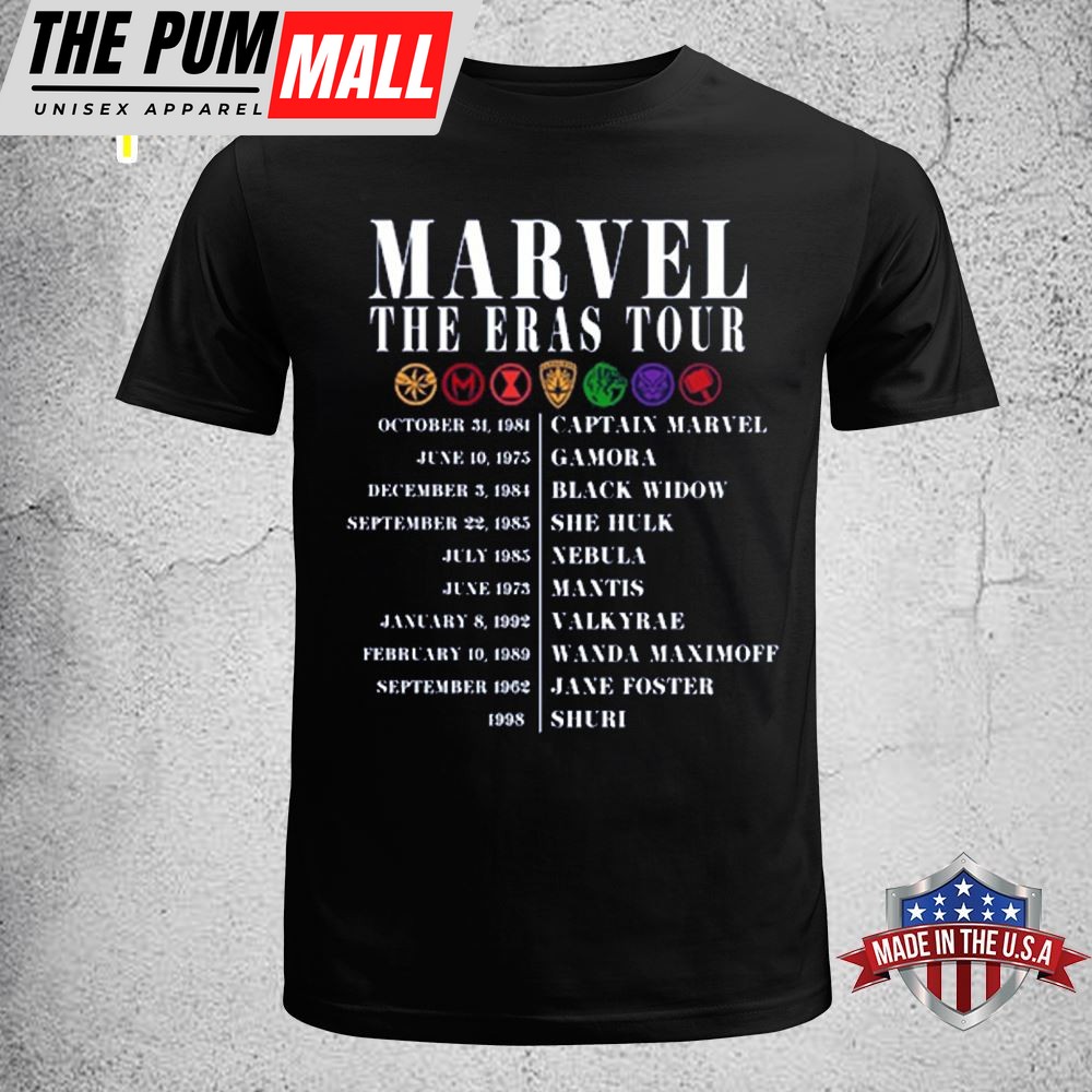 Marvel The Eras Tour Taylor Swift X Female Marvel Characters T-Shirt