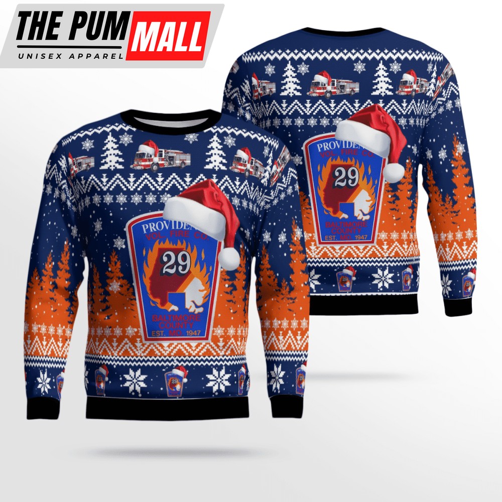 Maryland Providence Volunteer Fire Co 3D Ugly Christmas Sweater – Perfect Holiday Gift