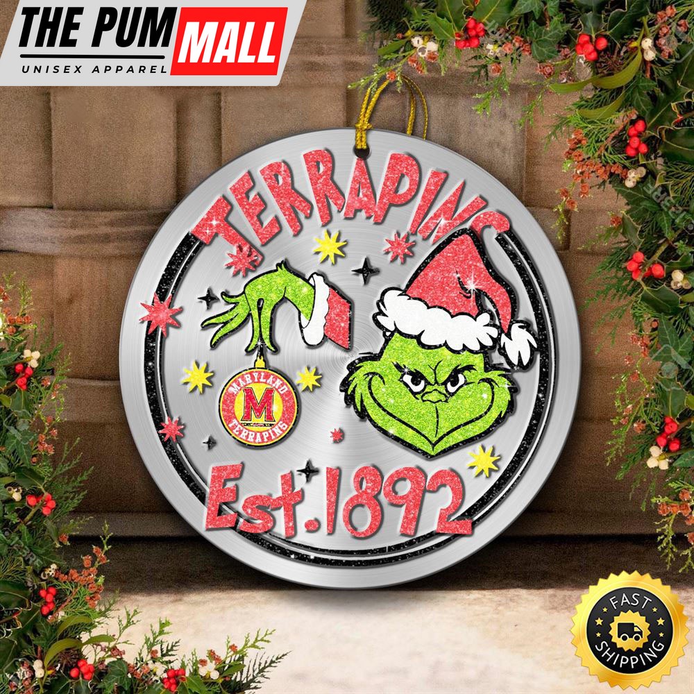 Maryland Terrapins Grinch Circle Ornaments Christmas Limited Edition