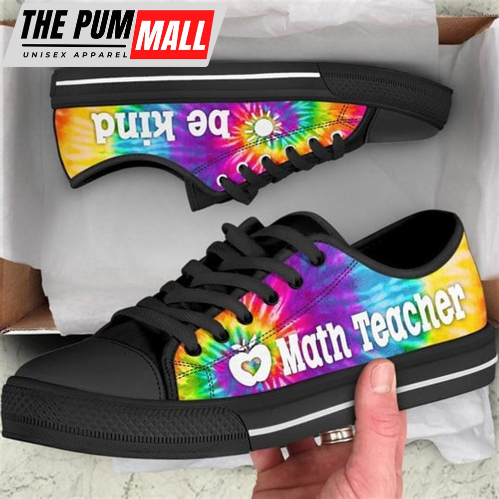 Math Teacher Sign Tie Dye Canvas Low Top Shoes – Low Top Shoes Mens, Women