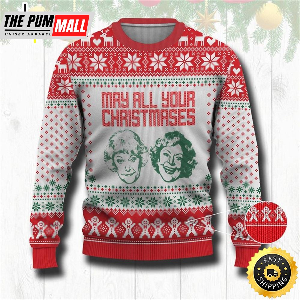 May All Your Christmases Golden Girl Ugly Christmas Sweater