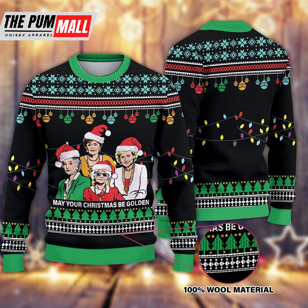 May Your Christmas Be Golden Knitted Ugly Sweater