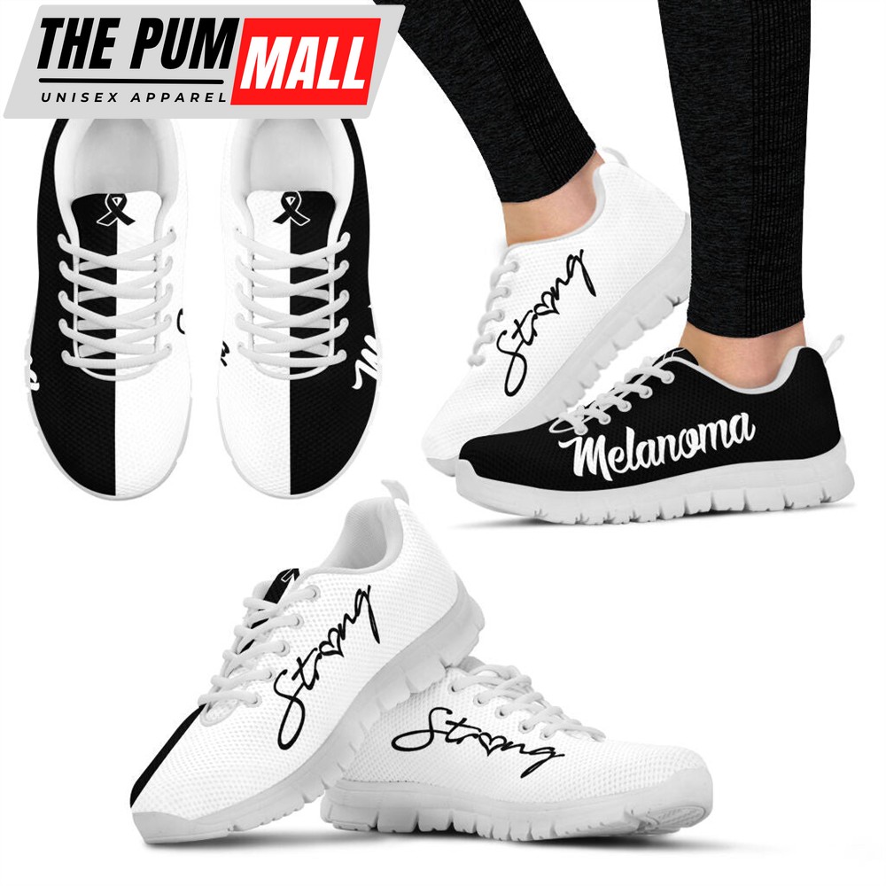 Melanoma Shoes Strong Sneaker Walking Shoes – Best Gift For Men And Women – Cancer Awareness Shoes