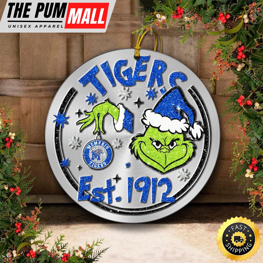 Memphis Tigers Grinch Circle Ornaments Christmas Limited Edition