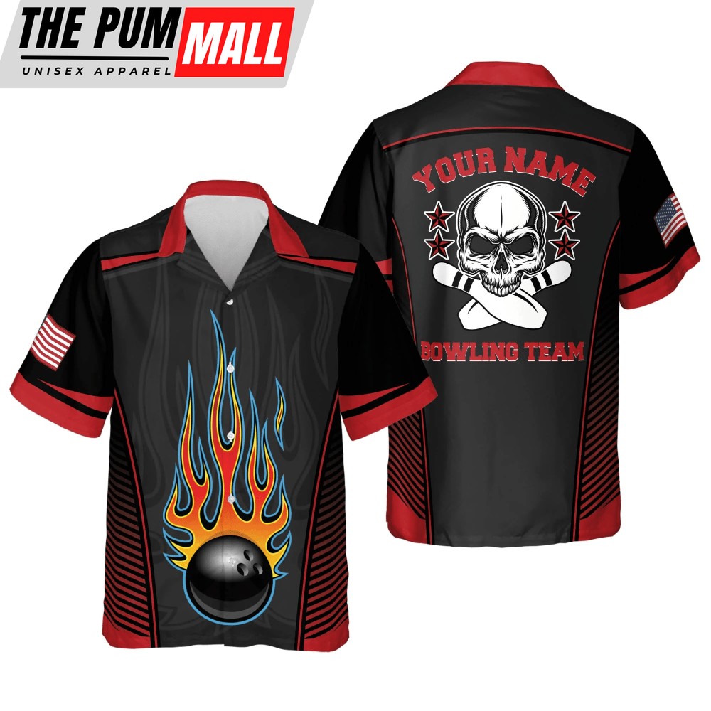 Men s Custom Bowling Hawaiian Shirts: Skull Design – Stand Out on the Lanes!