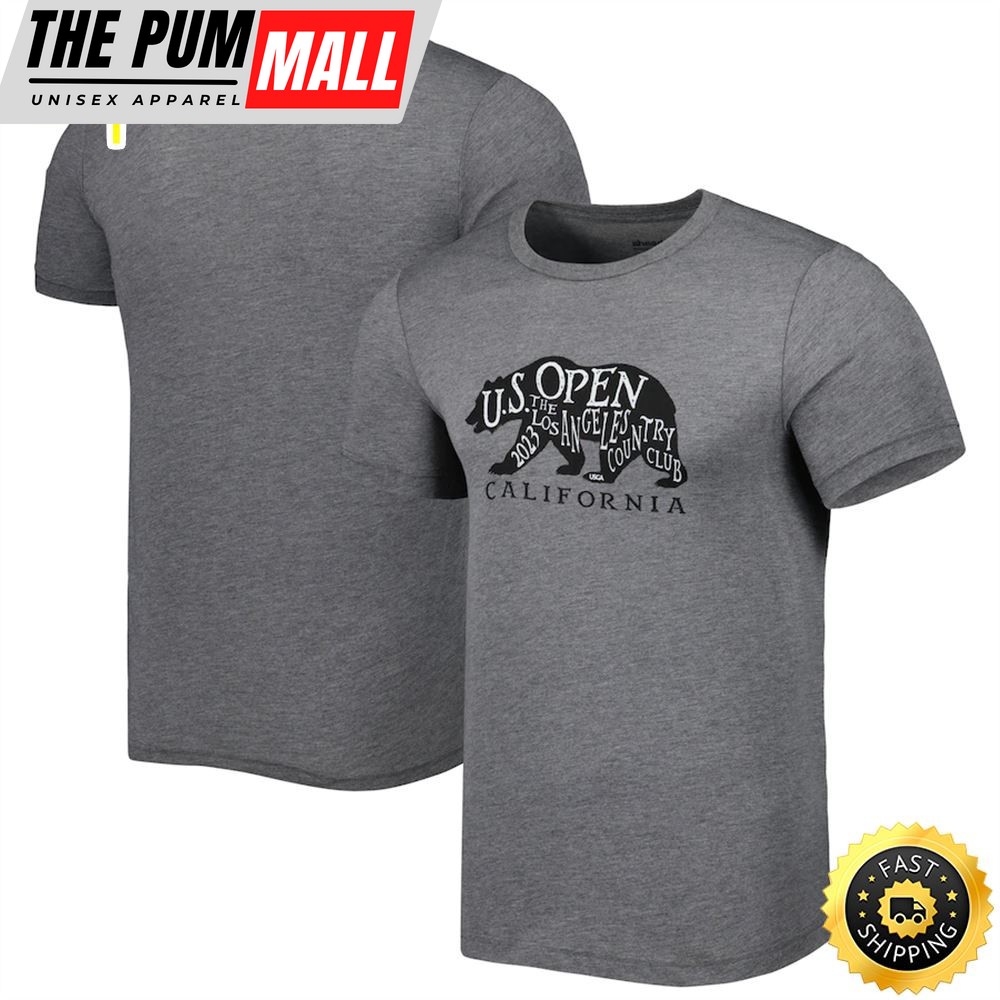 Mens 2025 U.S. Open Ahead Heathered Gray Bear Instant Classic Tri-Blend T-shirt