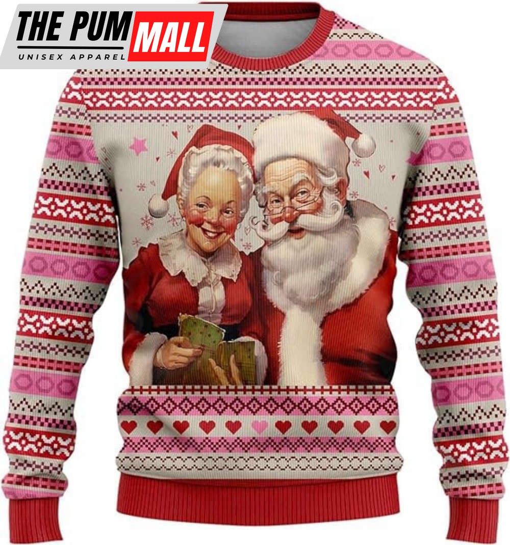 Men’s Ugly Christmas Sweaters, Santa Claus Crew Neck Sweater For Christmas