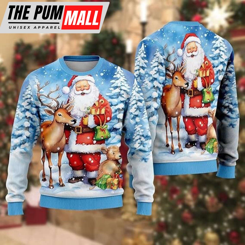 Men’s Ugly Christmas Sweaters, Santa Claus Crewneck Sweater For Men Women