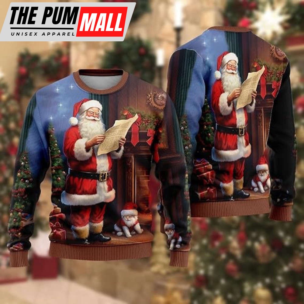 Men’s Ugly Christmas Sweaters, Santa Claus Crewneck Sweatshirt For Christmas