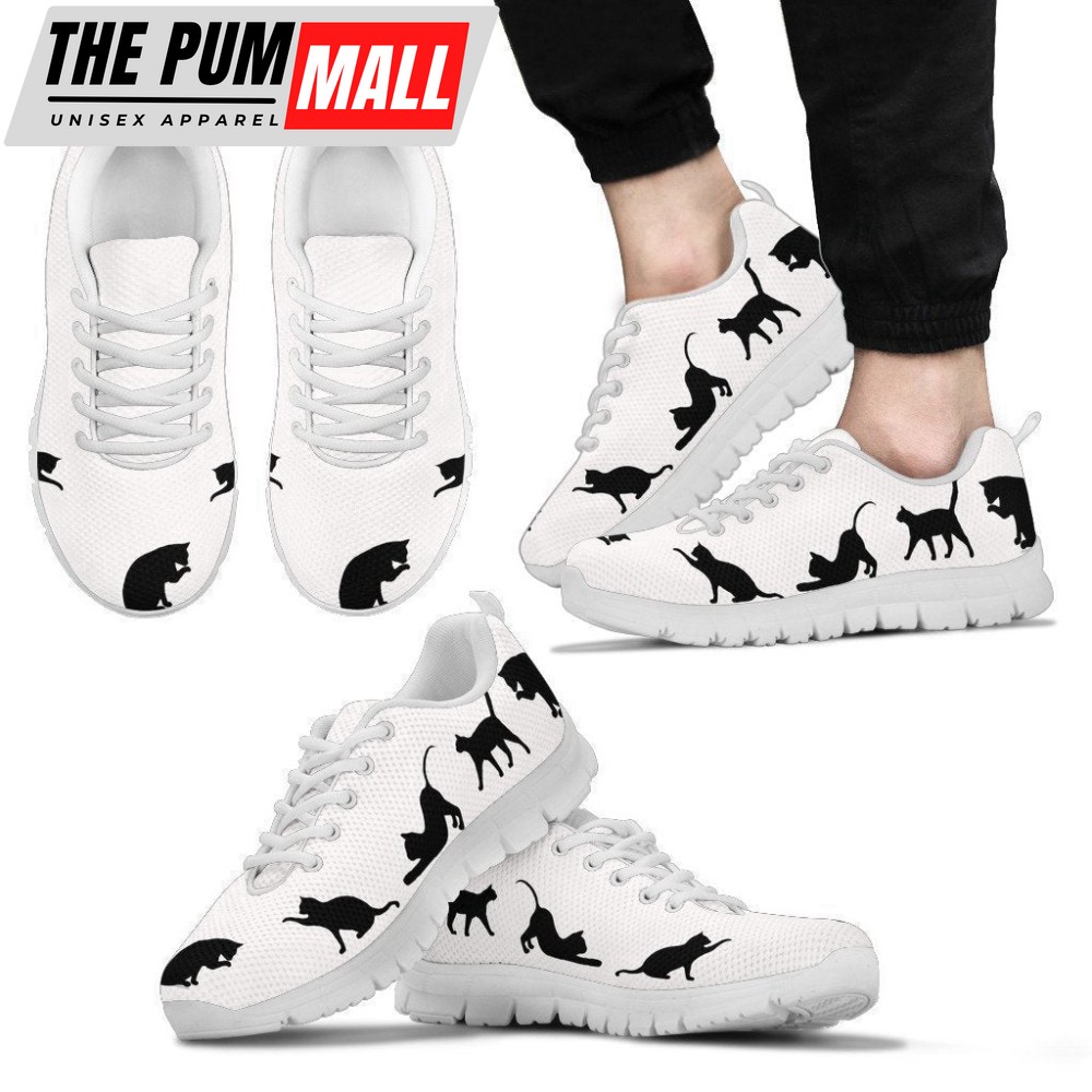 Men’s White Cat Sneakers Walking Running Lightweight Casual Shoes For Men And Women