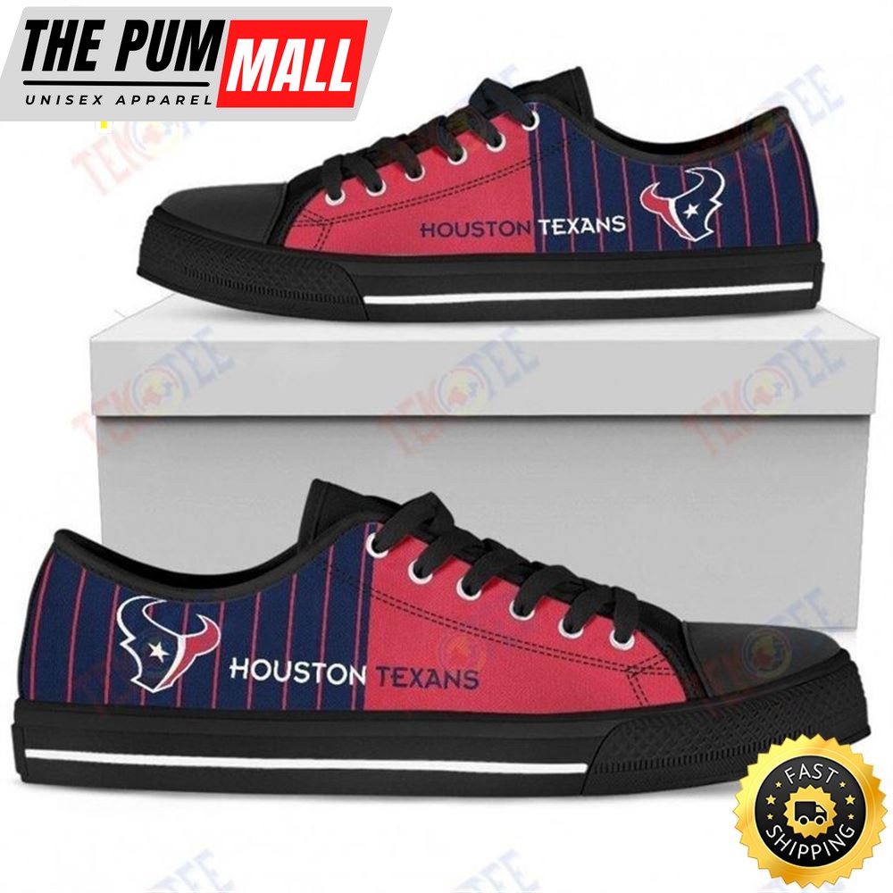 Mens Womens Houston Texans Simple Design Vertical Stripes Low Top