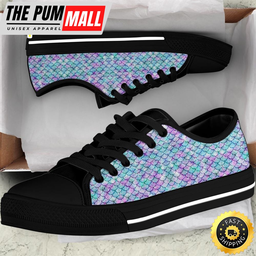 Mermaid Pattern Women Low Top Canvas