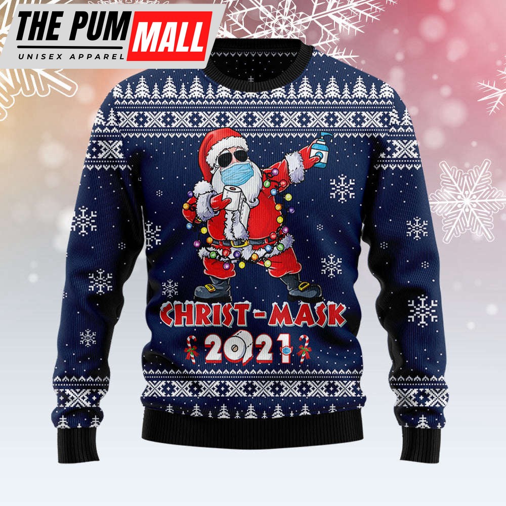 Merry Christ-mask Santa Claus 2021 Ugly Christmas Sweater – Noel Malalan