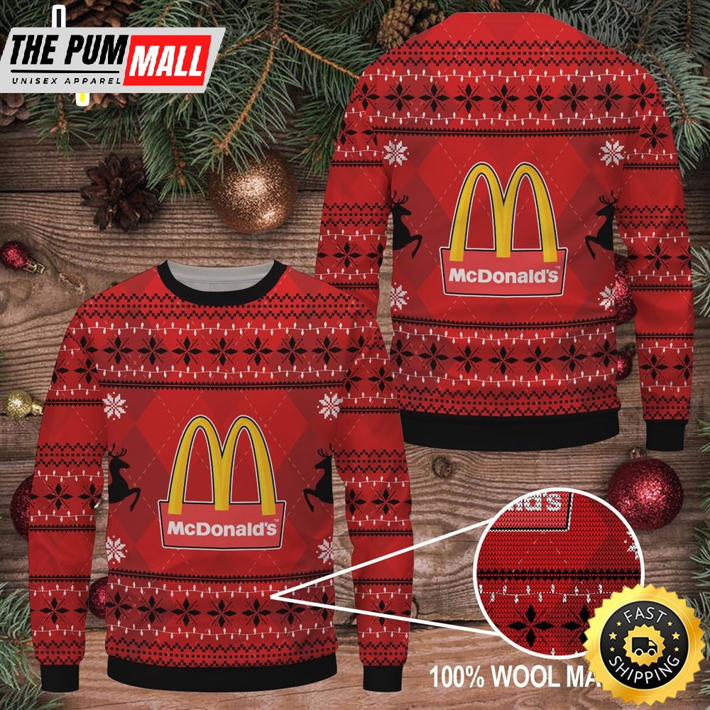 Merry Christmas 2025 Mcdonald’s Ugly Sweater