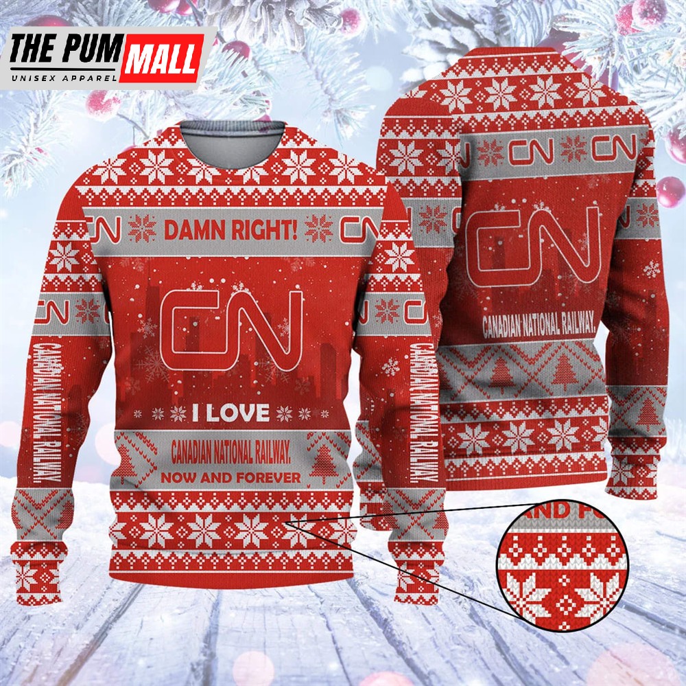 Merry Christmas 2025 Ugly Sweater Canadian National Railway