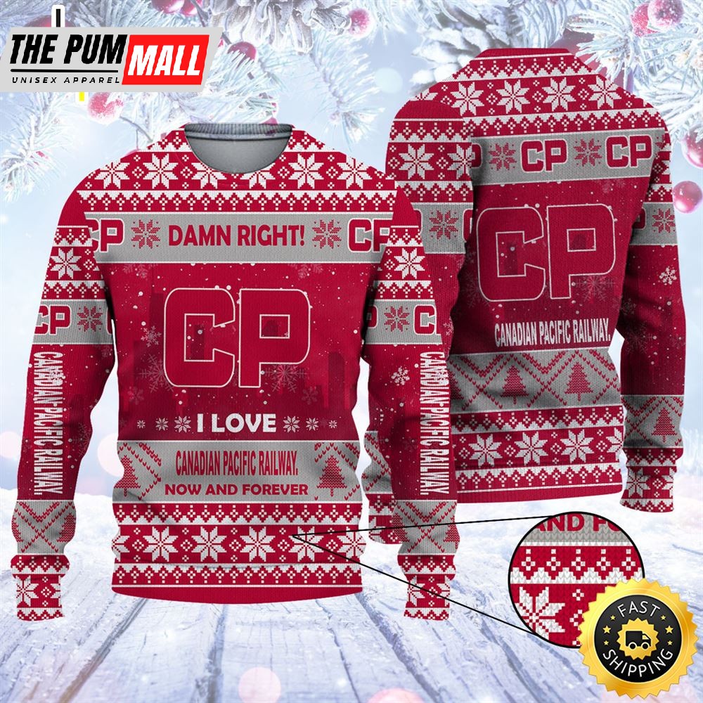 Merry Christmas 2025 Ugly Sweater Canadian Pacific Railway