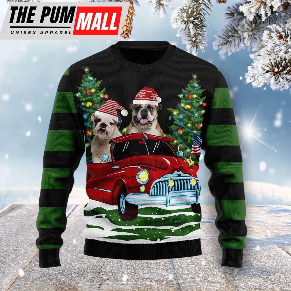 Merry Christmas Bulldog Ugly Christmas Sweater, Gift For Christmas