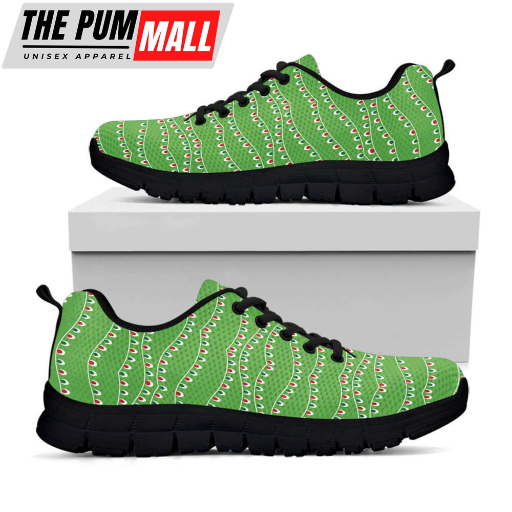 Merry Christmas Lights Pattern Print Black Running Shoes, Gift For Men And Women