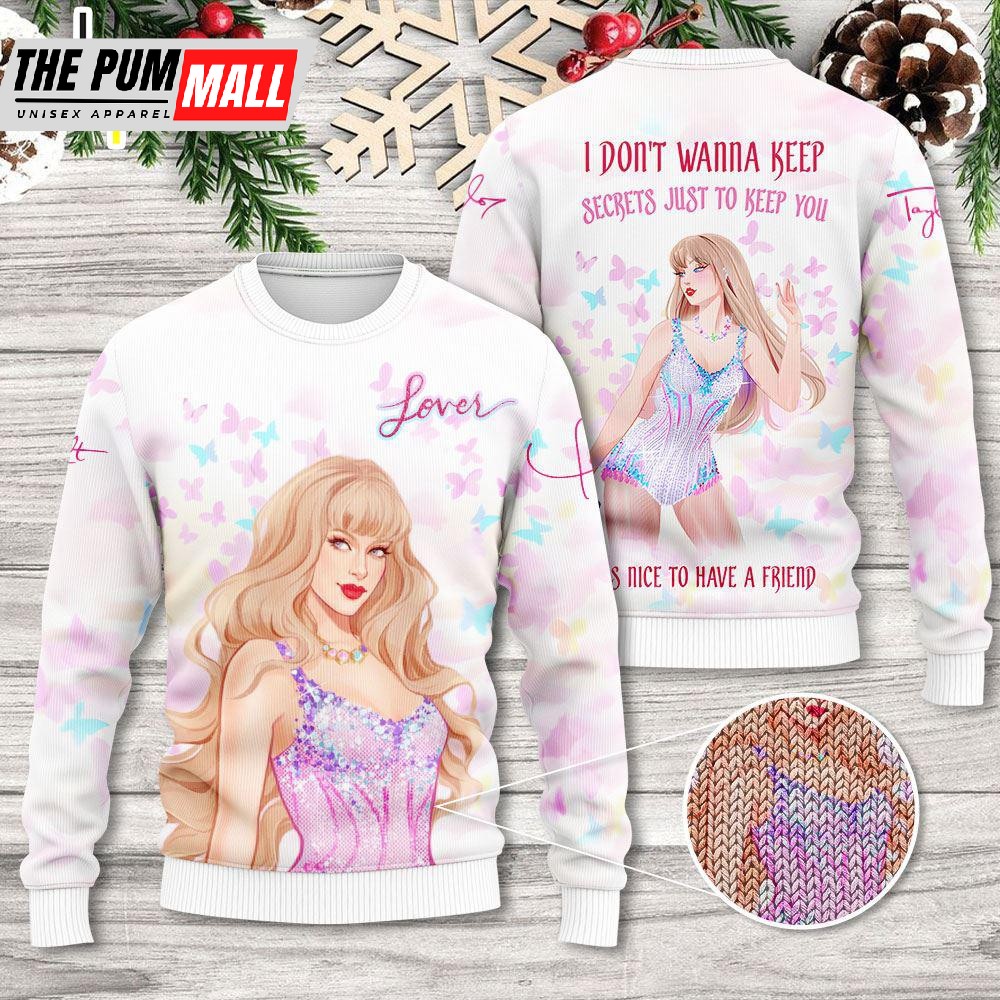 Merry Christmas Taylor Swift Love Album The Eras Tour 3D Ugly Sweater