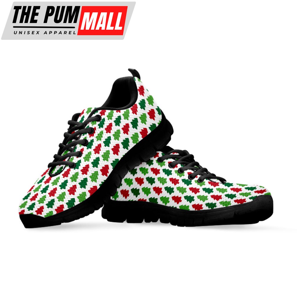 merry-christmas-tree-pattern-print-black-running-shoes-gift-for-men-and-women-00yycisx Merry Christmas Tree Pattern Print Black Running Shoes, Gift For Men And Women