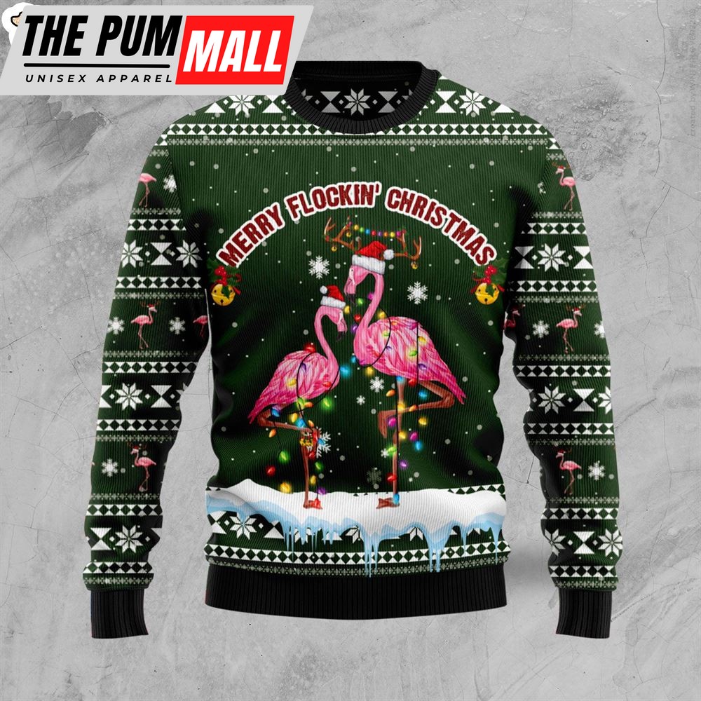 Merry Flockin Christmas Ugly Christmas Sweater – Gift For Pet Lovers – Christmas Outfits Gift