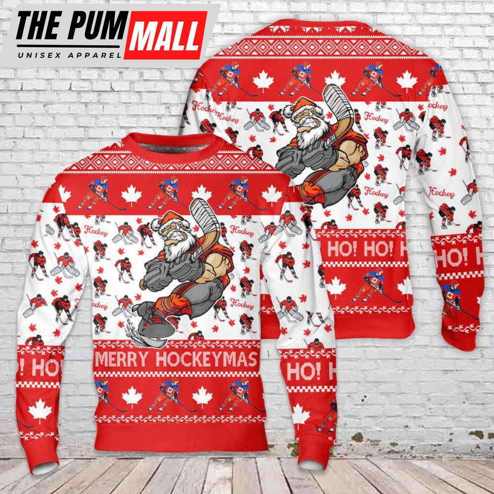 Merry Hockeymas Canada Christmas Sweater 3D – Festive and Fun Holiday Attire
