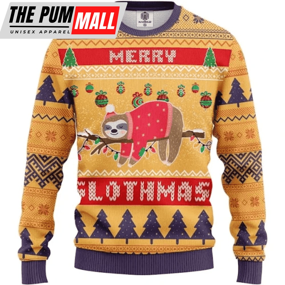 Merry Slothmas Yellow Ugly Christmas Sweater – Best Gift For Christmas Day