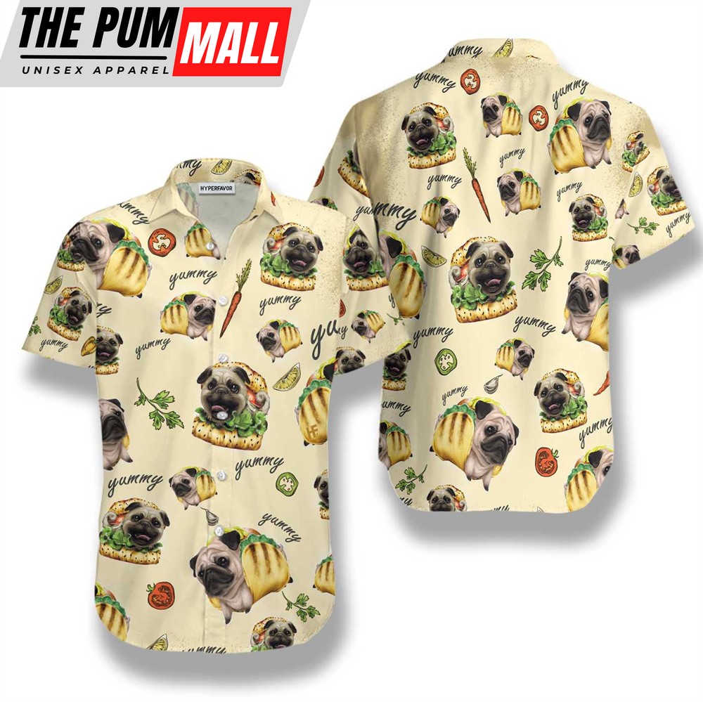 Mexican Hawaiian Shirt, Adorable Taco Pugs Shirt For Men Hawaiian Shirt