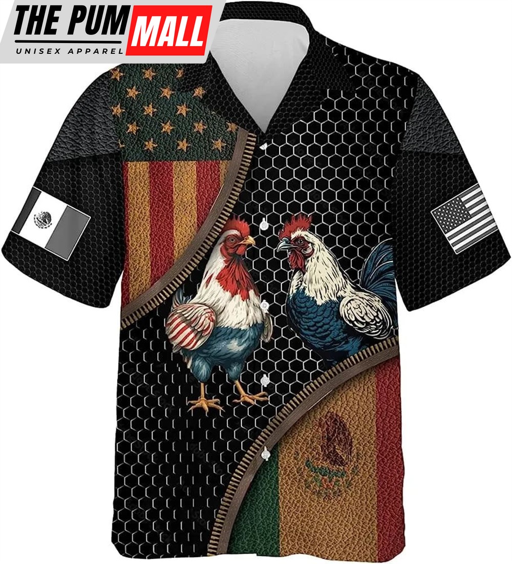 Mexican Hawaiian Shirt, American Mexican Rooster Hawaiian Shirts For Men