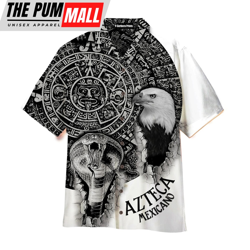 Mexican Hawaiian Shirt, Azteca Mexicano Eagle And Cobra Hawaiian Shirt