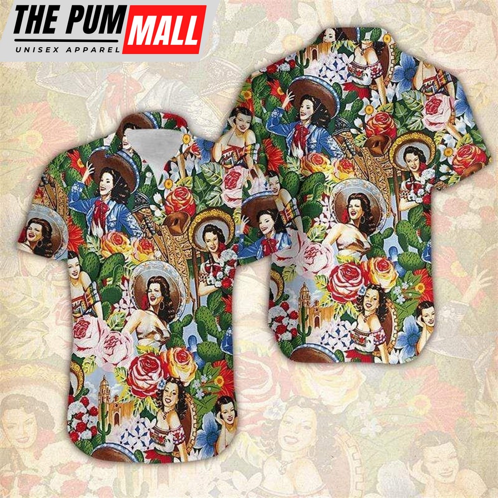 Mexican Hawaiian Shirt, Beach Shirt Get Here Mexican Girl Vintage Retro Unisex Hawaiian Shirts