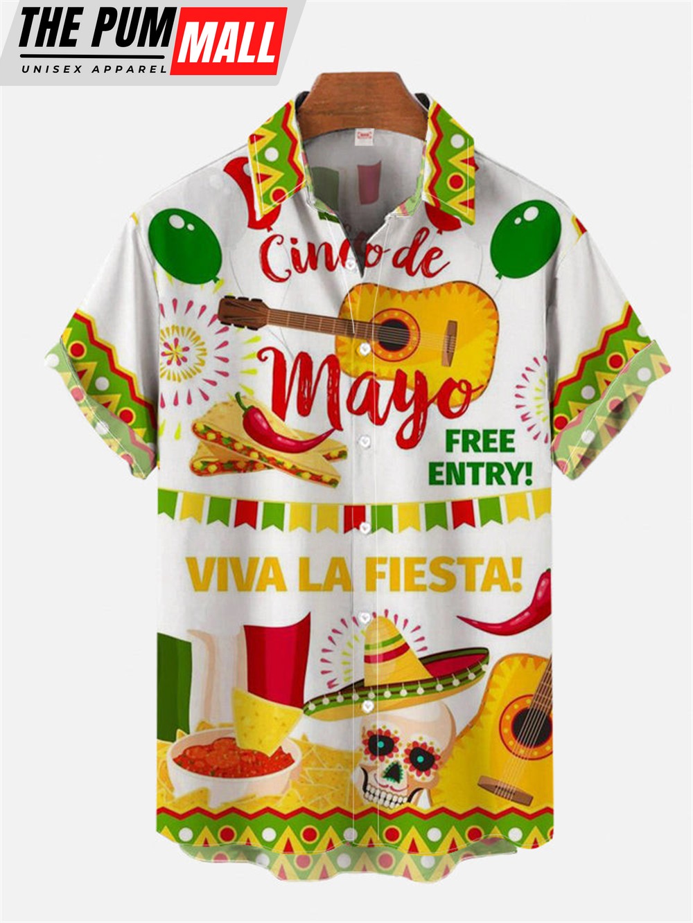 Mexican Hawaiian Shirt, Beach Style Cinco De Mayo Mexican Skull And Cuisine Hawaiian Shirt