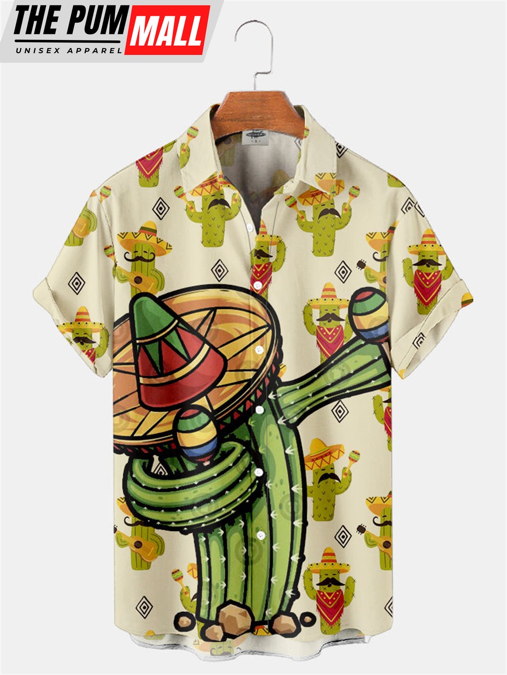 Mexican Hawaiian Shirt, Cinco De Mayo Fun Cactus In Hat Hawaiian Shirt