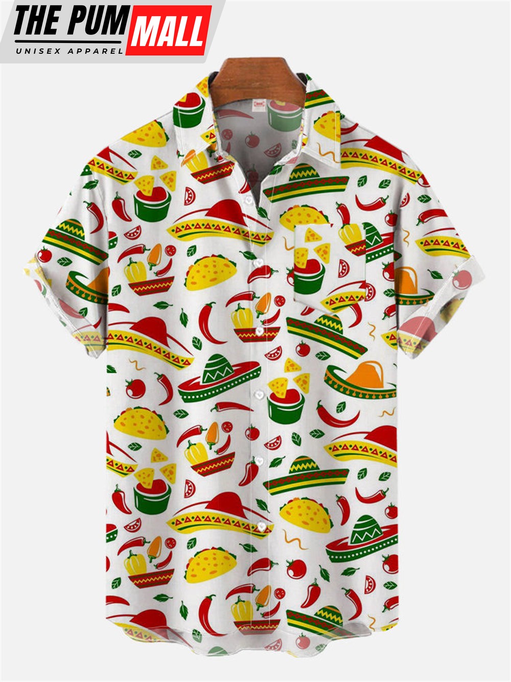 Mexican Hawaiian Shirt, Cinco De Mayo Tacos Mexican Peppers Printing Breast Hawaiian Shirt