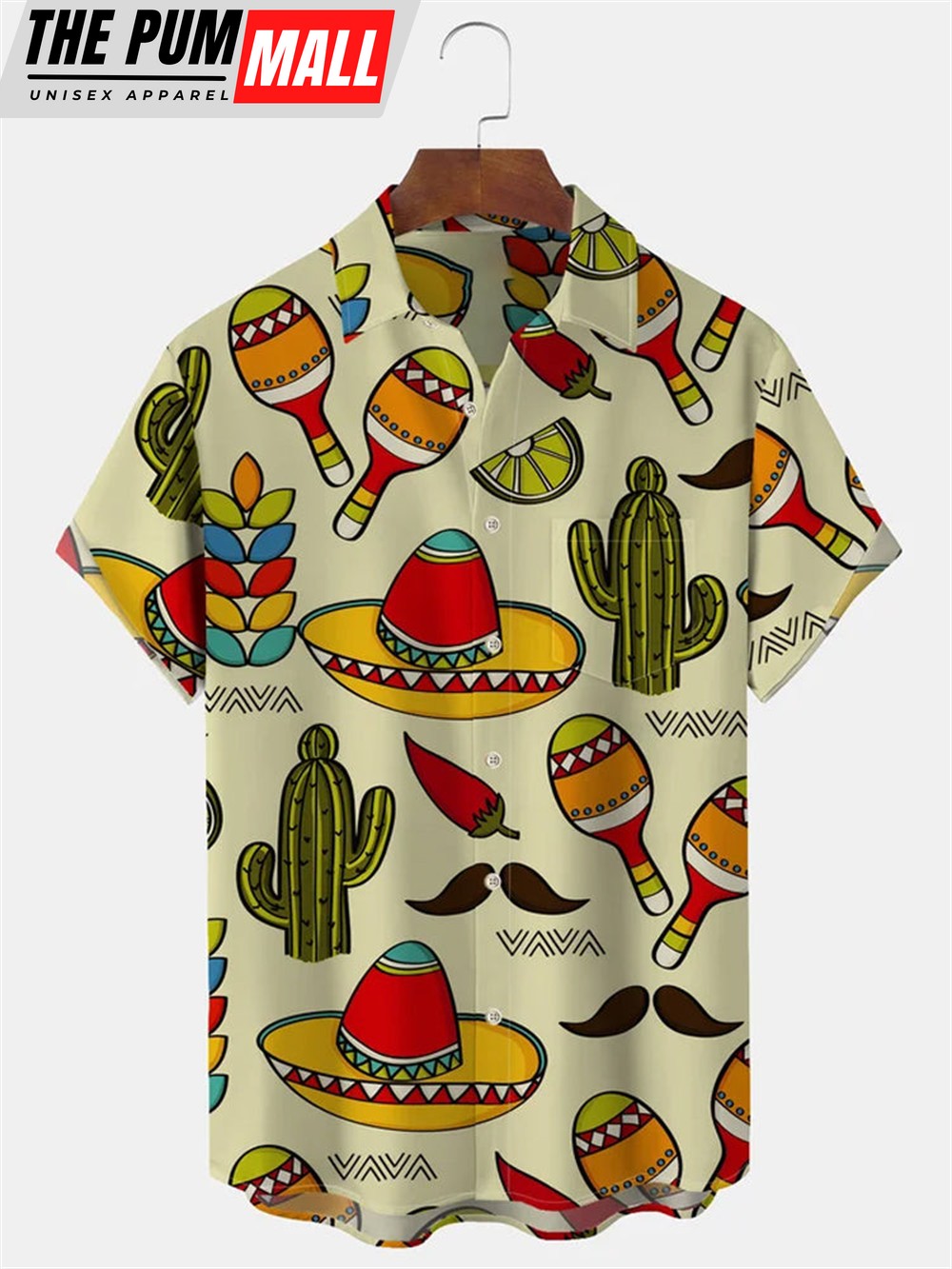 Mexican Hawaiian Shirt, Cinco De Mayo Tropical Plants And Dinosaurs Hawaiian Shirt