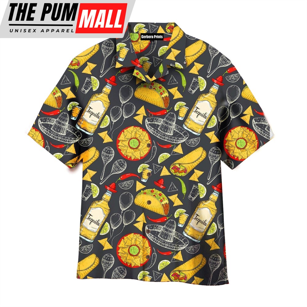 Mexican Hawaiian Shirt, Colorful Amazing Mexican Food Yellow Hawaiian Shirt