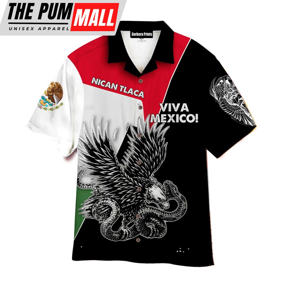 Mexican Hawaiian Shirt, Culture Coat Arm Nican Tlaca Viva Mexico Mexican Hawaiian Shirt