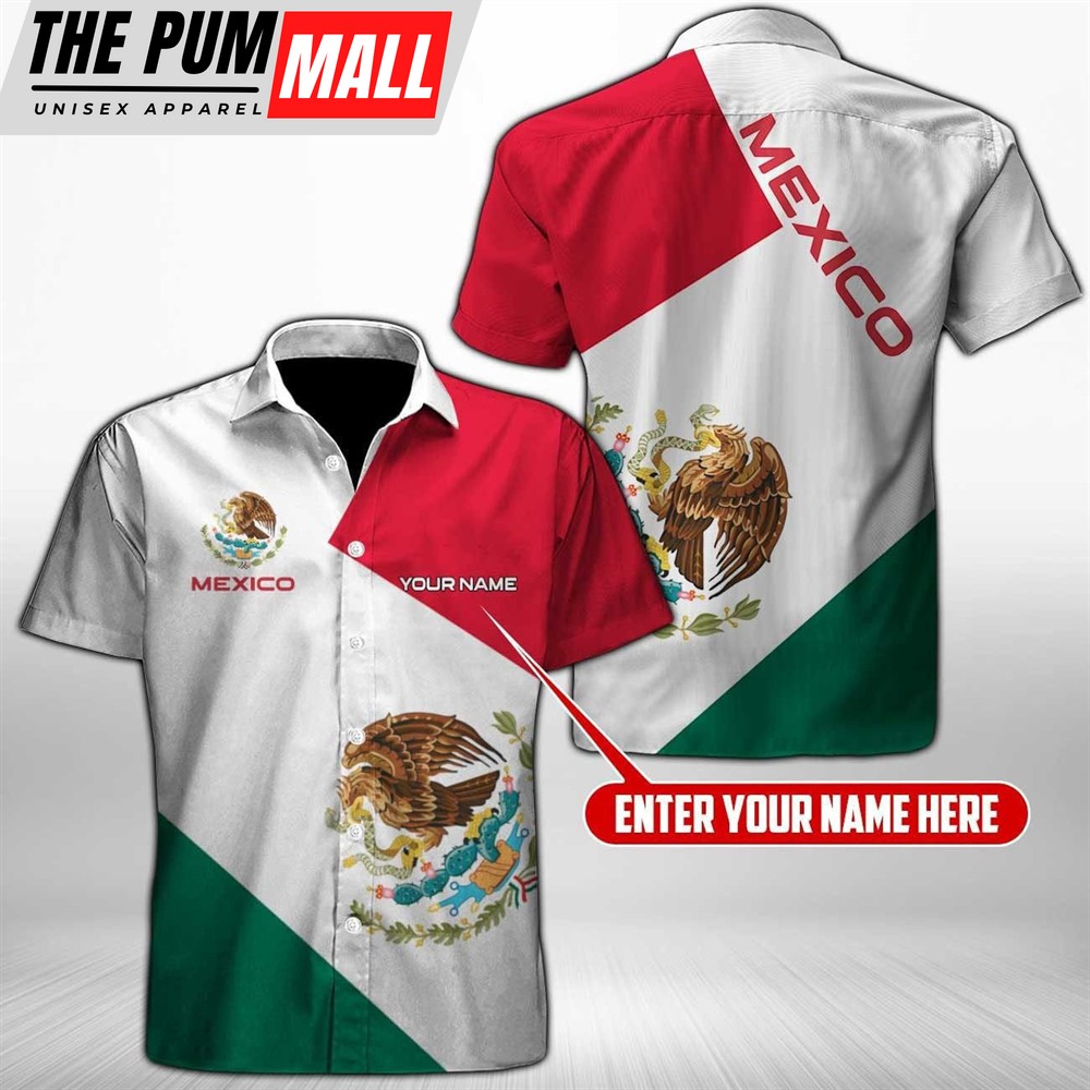 Mexican Hawaiian Shirt, Customize Mexico Coat Of Arms Hawaiian Shirt