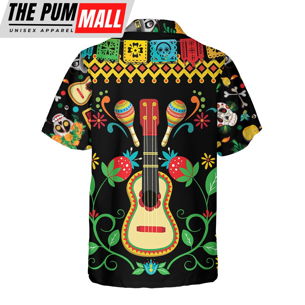 mexican-hawaiian-shirt-day-of-dead-sugar-skull-and-guitar-hawaiian-shirt-funny-7pn89ure Mexican Hawaiian Shirt, Day Of Dead Sugar Skull And Guitar Hawaiian Shirt, Funny Mexican Skull Halloween Shirt