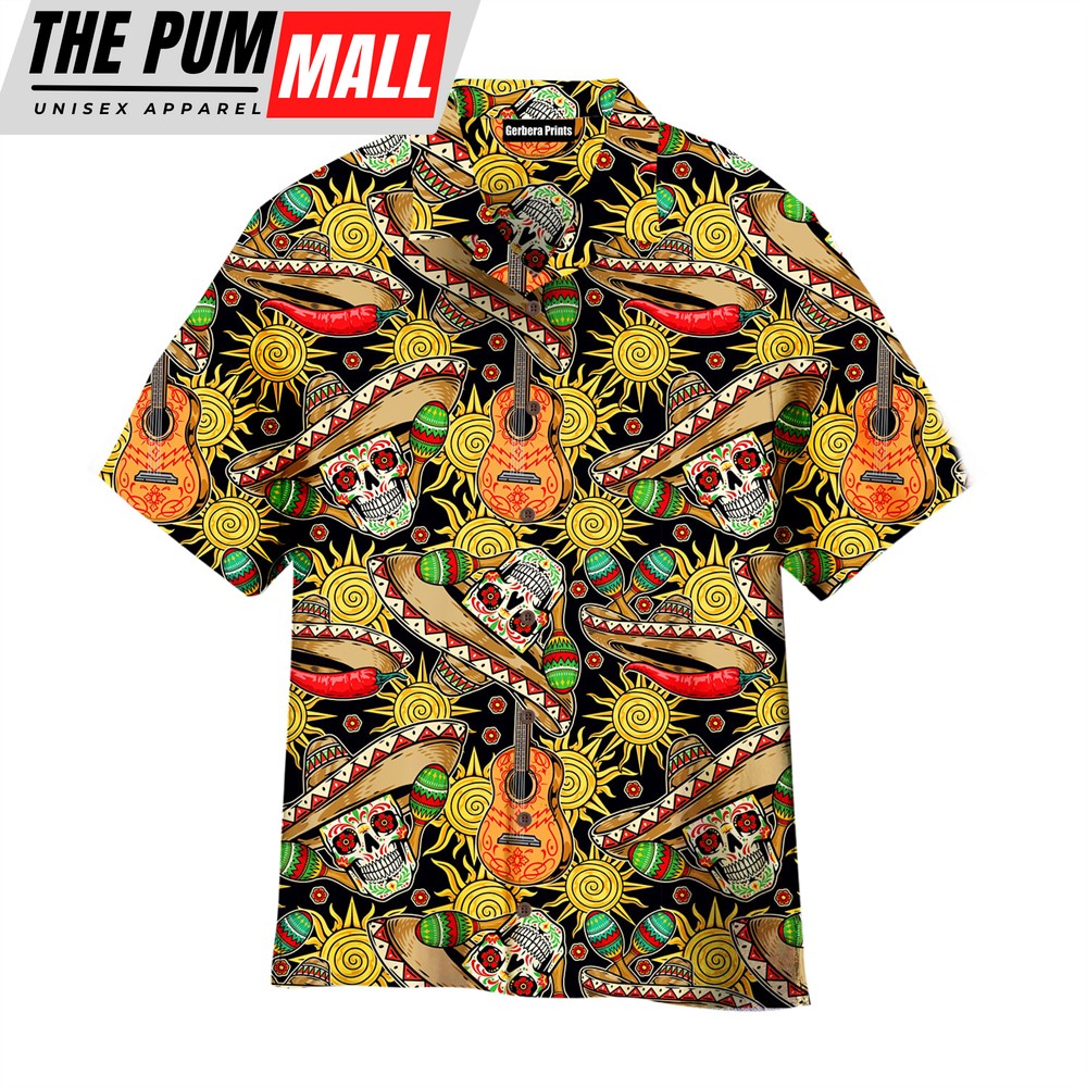 Mexican Hawaiian Shirt, Dia De Los Muertos Day Of Dead Mexican Sugar Skull Hawaiian Shirt