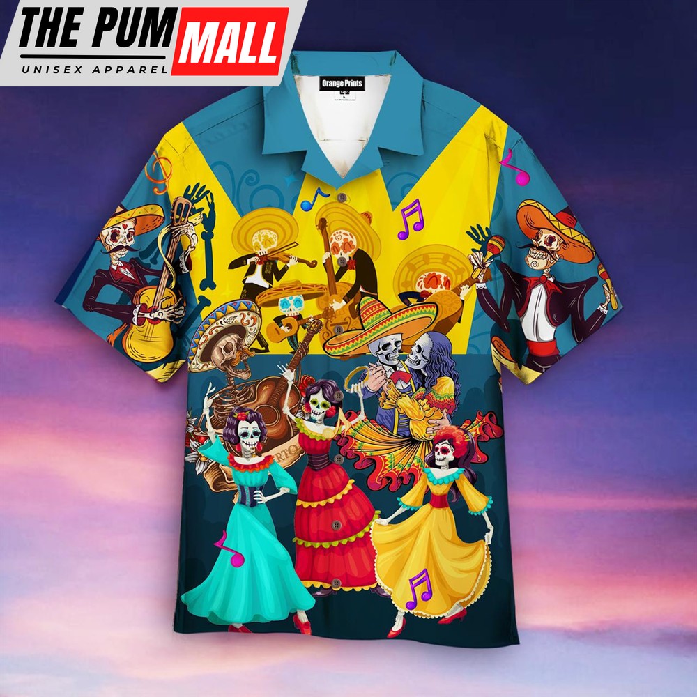 Mexican Hawaiian Shirt, Funny Mexican Skull Dancing Cinco De Mayo Aloha Hawaiian Shirt