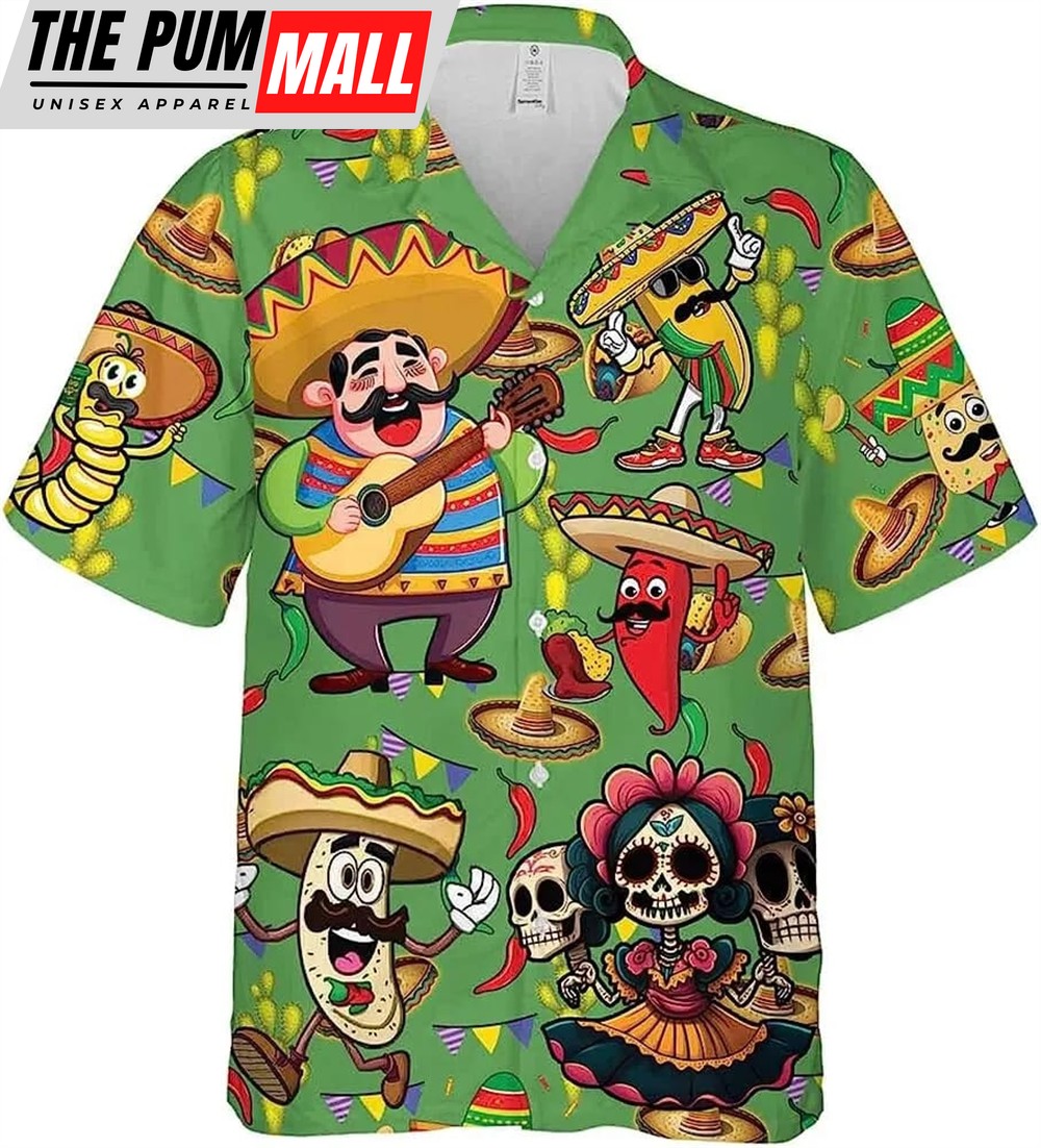 Mexican Hawaiian Shirt, Funny Mexico Festival Button Down Hawaiian Shirt