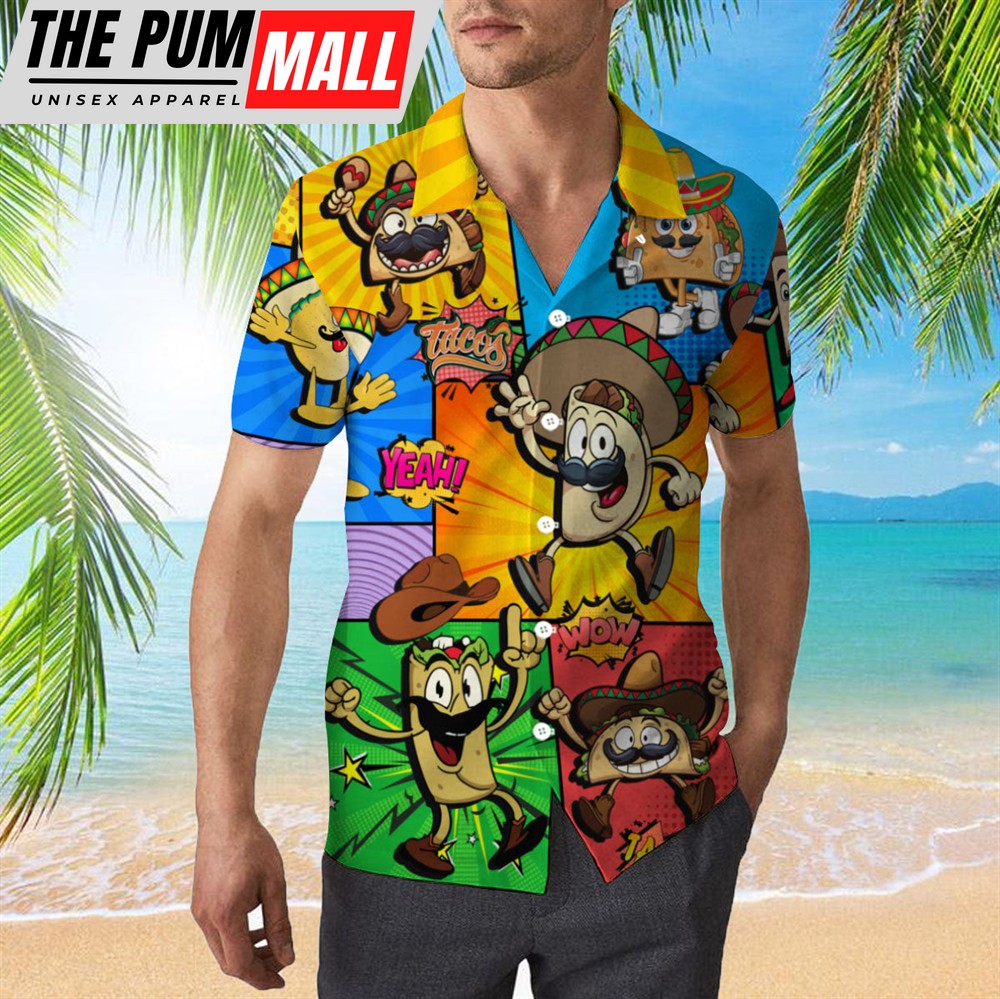 Mexican Hawaiian Shirt, Funny Taco On Pop Art Hawaiian Shirt