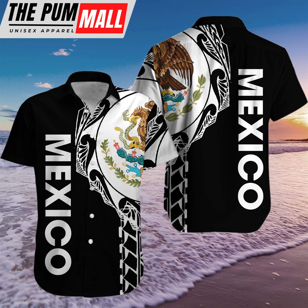 Mexican Hawaiian Shirt, Hawaiian Aloha Shirt Mexico Black
