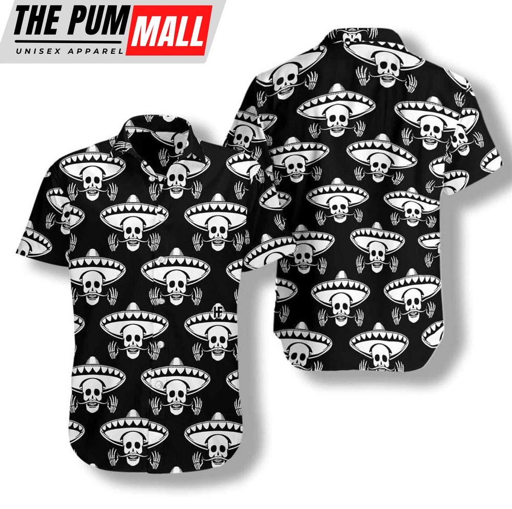 Mexican Hawaiian Shirt, Hawaiian Aloha Shirt Mustache Skull Mexico