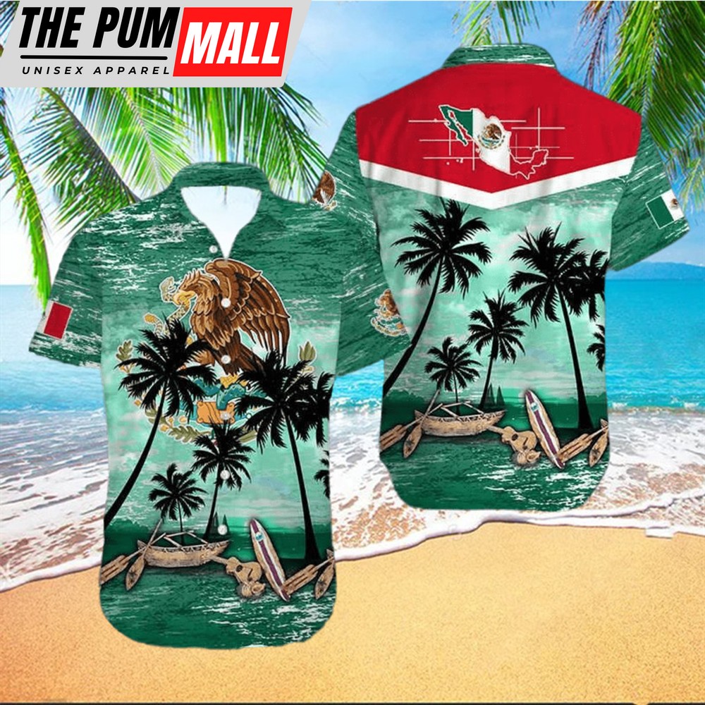 Mexican Hawaiian Shirt, Hawaiian Aloha Shirts Mexico Palm Tree hawaiian shirt