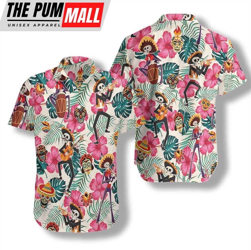 Mexican Hawaiian Shirt, Hawaiian Aloha Shirts Skeleton Mexican Day Of The Dead