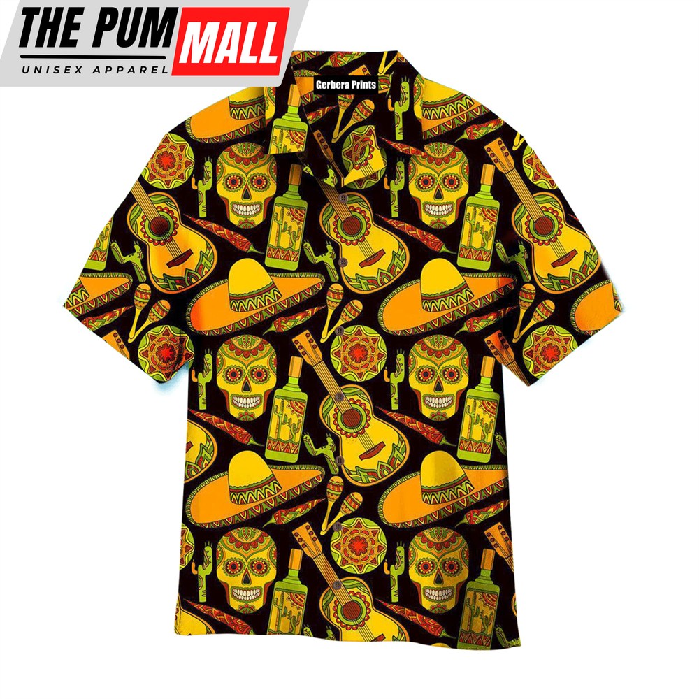 Mexican Hawaiian Shirt, Let’s Fiesta Mexican Yellow Hawaiian Shirt