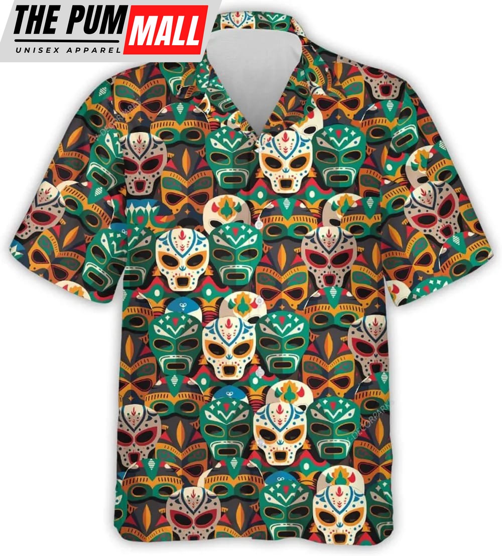 Mexican Hawaiian Shirt, Lucha Libre Masks Hawaiian Shirt For Men